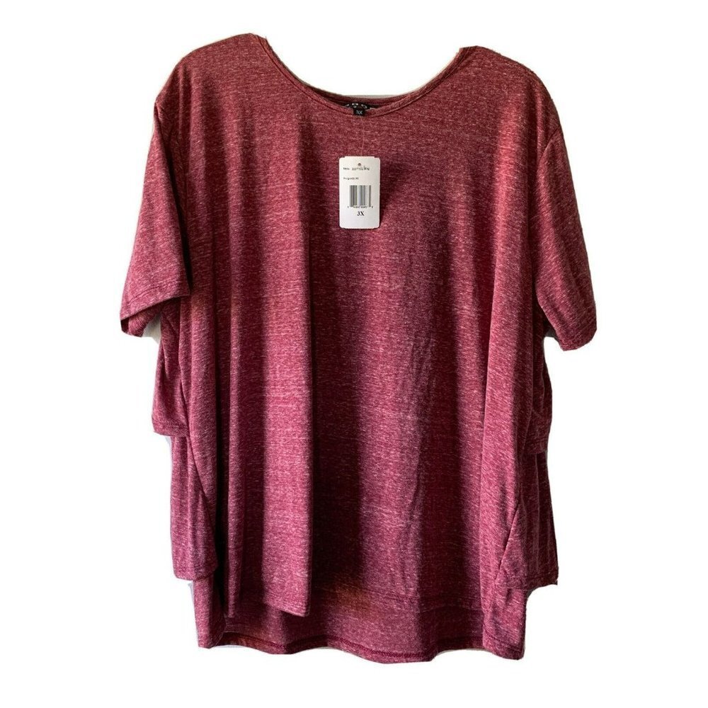 poof New York short sleeve purple plus size tops for women 3X